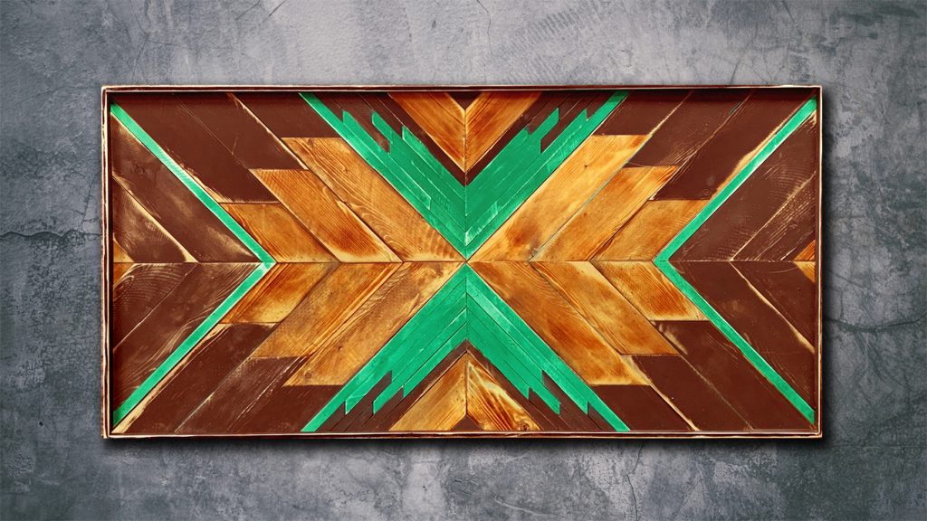GREEN AND BROWN PALLET ART